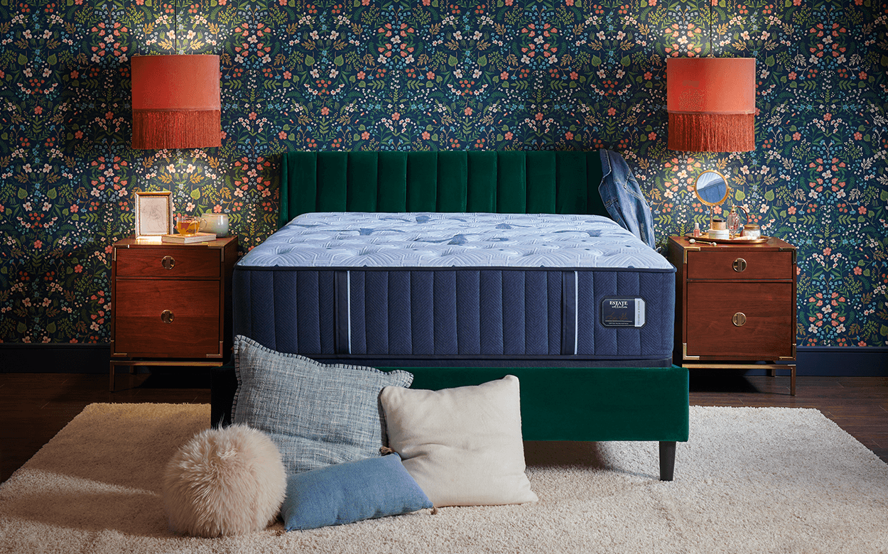 An Estate mattress in a floral decorated room