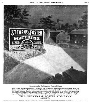 An old Good Furniture magazine ad for Stearns and Foster mattreses displaying a billboard.jpg