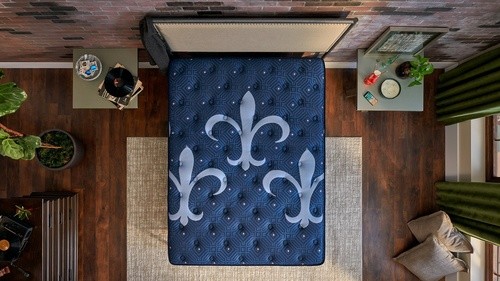 Lux Estate mattress centered in styled room