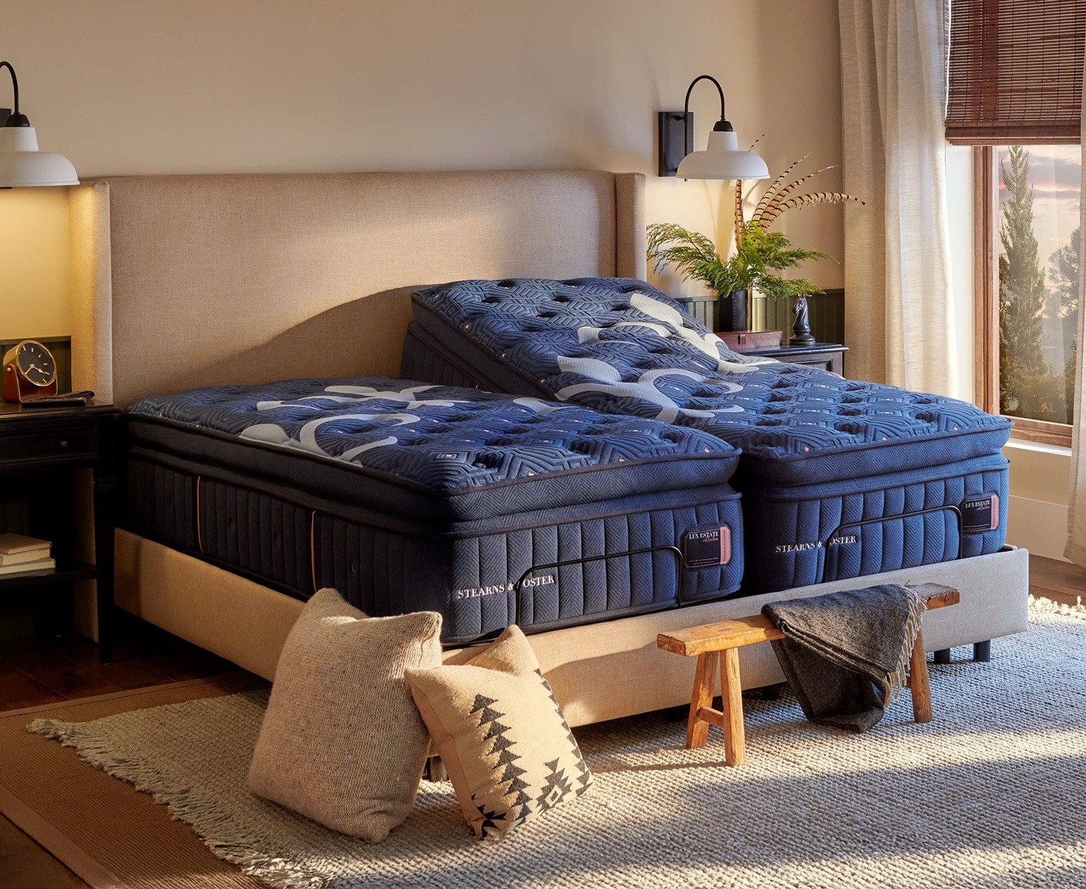 Stearns and Foster Lux Estate mattress on an adjustable base