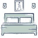 an icon of a bedroom